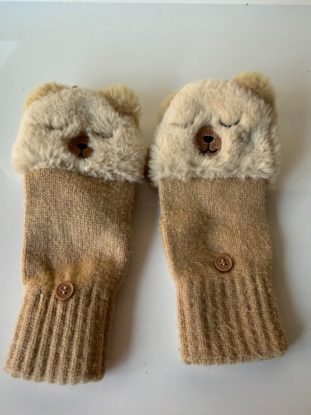 NWOT Zara Kids Convertible Fingerless Gloves-Bear
